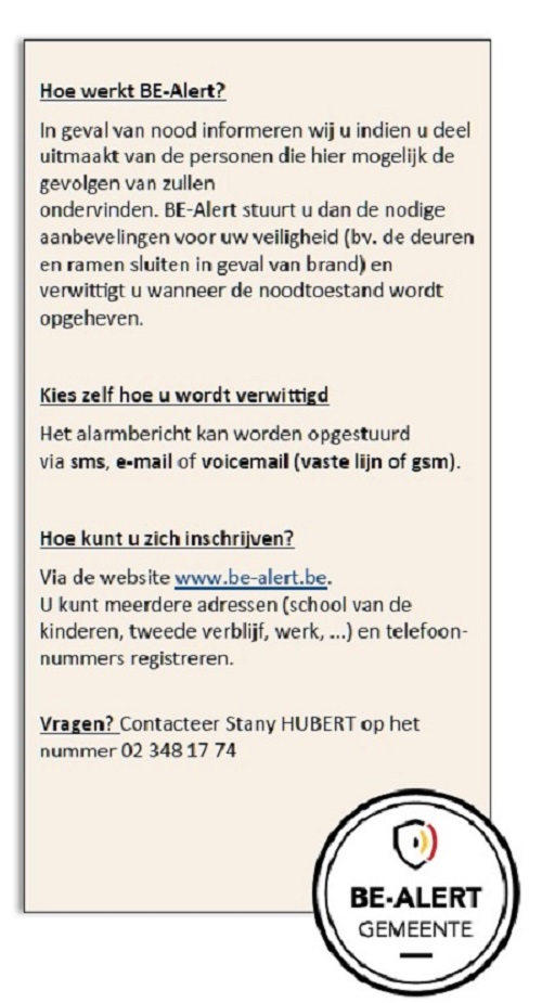 Cadre infos be alert gd NL