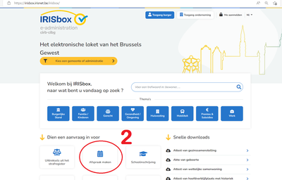 Visueel van het beginscherm van Irisbox